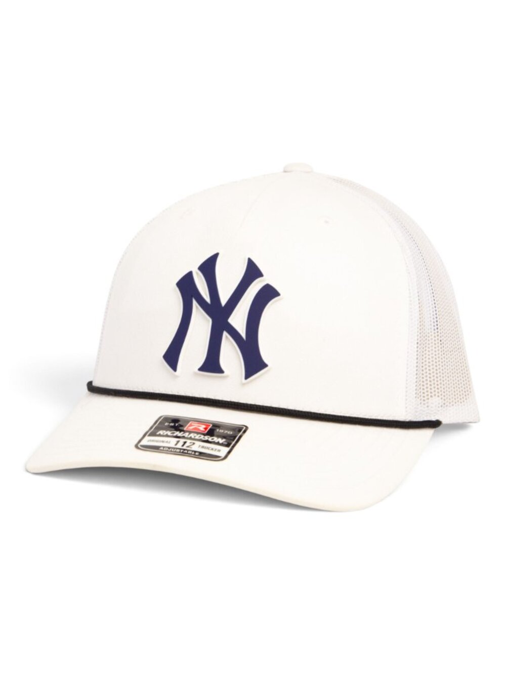 New York Yankees NY Navy 3D Snapback Trucker Rope Hat- White/ Black
